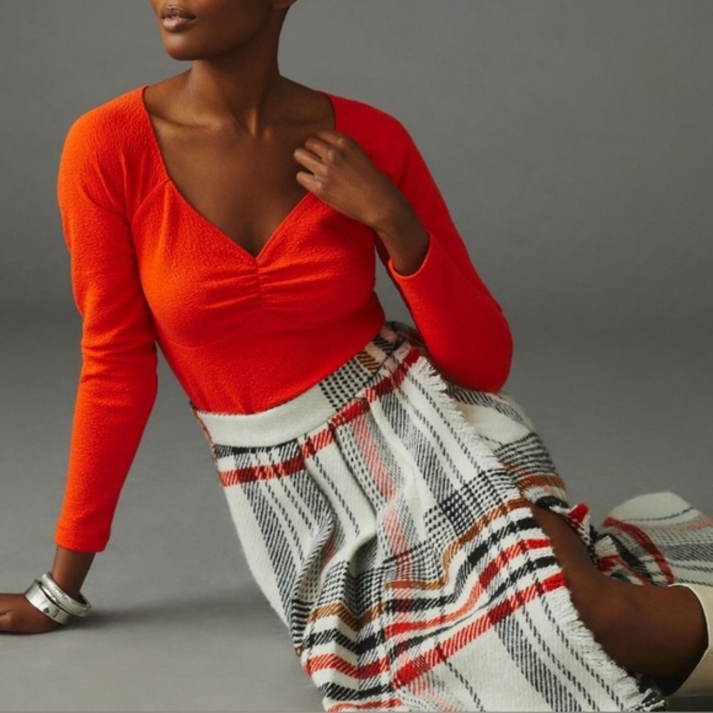 Anthropology Maeve Orange Sweetheart Top NWOT